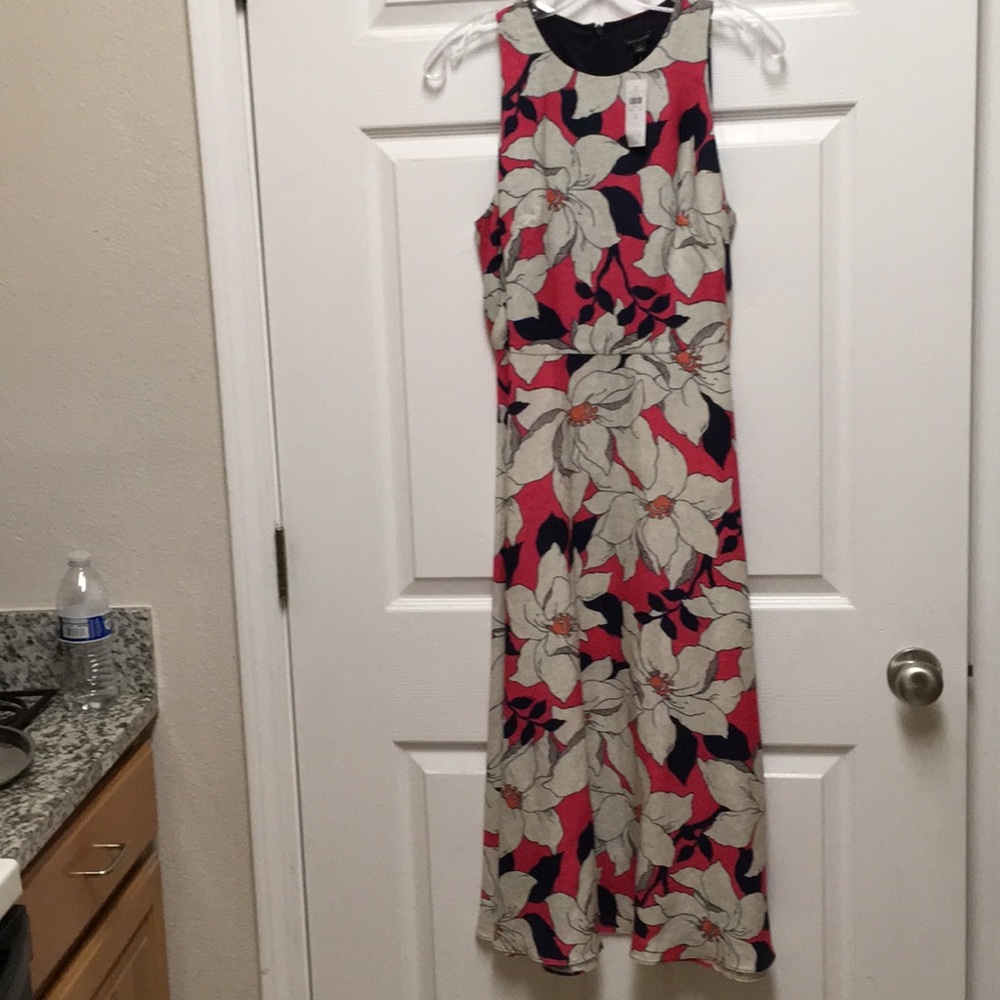 Floral Sleeveless Dress,size-2, Linen/Rayon/Cotton